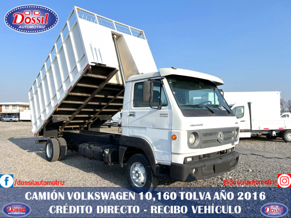 Camión Volkswagen 10160 año 2016, equipado con tolva de 8 m3, excelente estado, valor $19.980.000